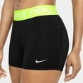 thumbnail image 3 of Nike Womens Pro 3" Shorts (Black/Volt/White, Small), 3 of 5