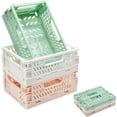thumbnail image 1 of 3 Pack Mini Plastic Storage Basket for Shelf Organizing,Collapsible Crate Folding Storage Bin for Desk Organizer Stackable Containers for Home Kitchen Classroom Office Bathroom Storage(5.9x3.9x2.2"), 1 of 7