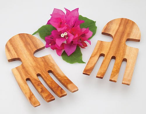 Acacia Wood Salad Or Pasta Servers Pair 7" x 3" x .25"