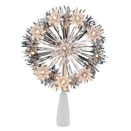 Northlight 7" Silver Pre-Lit Snowflake Starburst Christmas Tree Topper - Clear Lights