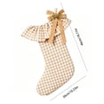 thumbnail image 3 of Plaid Ruffle Christmas Stockings, Vintage Checkered Stocking with Velvet Bow for Fireplace Mantel Decor, Holiday Gift Socks Set for Home, 18in, 3 of 7