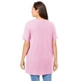 thumbnail image 2 of Woman Within Plus Size Perfect Short-Sleeve Shirred V-Neck Tunic, 2 of 6