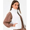 thumbnail image 3 of CoCopeaunts Womens Stand Collar Padded Puffer Vest Sleeveless Outerwear Lightweight Full-Zip Padded Gilet, 3 of 3