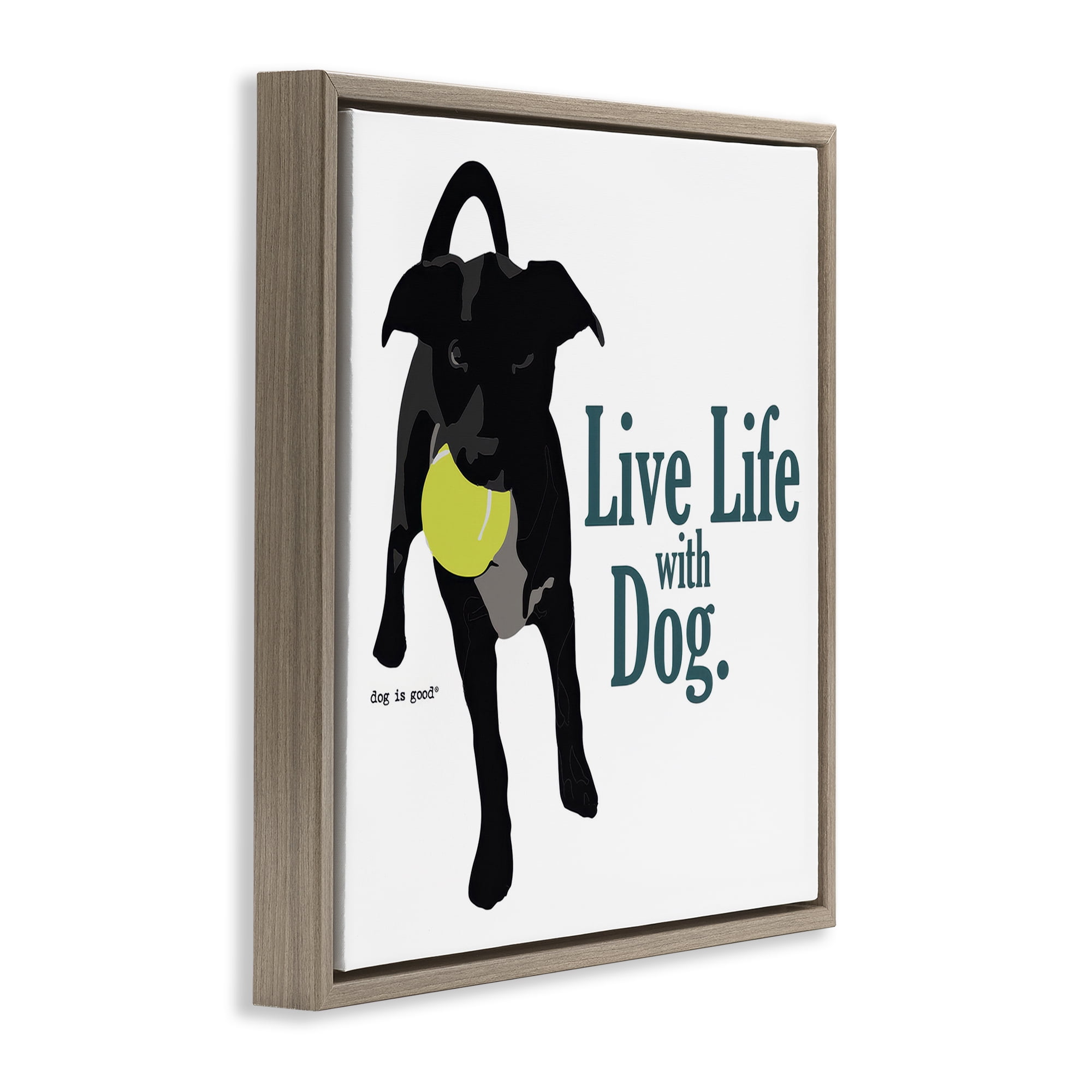 Stupell Industries Live Life with Dog Animals Painting Brown Floater Framed Canvas Art Print Wall Art, 18 x 18