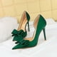 thumbnail image 5 of Zapatos de tacón alto clásicos para mujer, de moda, dulces, súper sexys, de boca baja, con punta lateral hueca, con lazo, para novia, 5 of 5