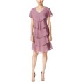 thumbnail image 1 of SLNY Vestido acampanado en capas para mujer, Púrpura, 8, 1 of 1