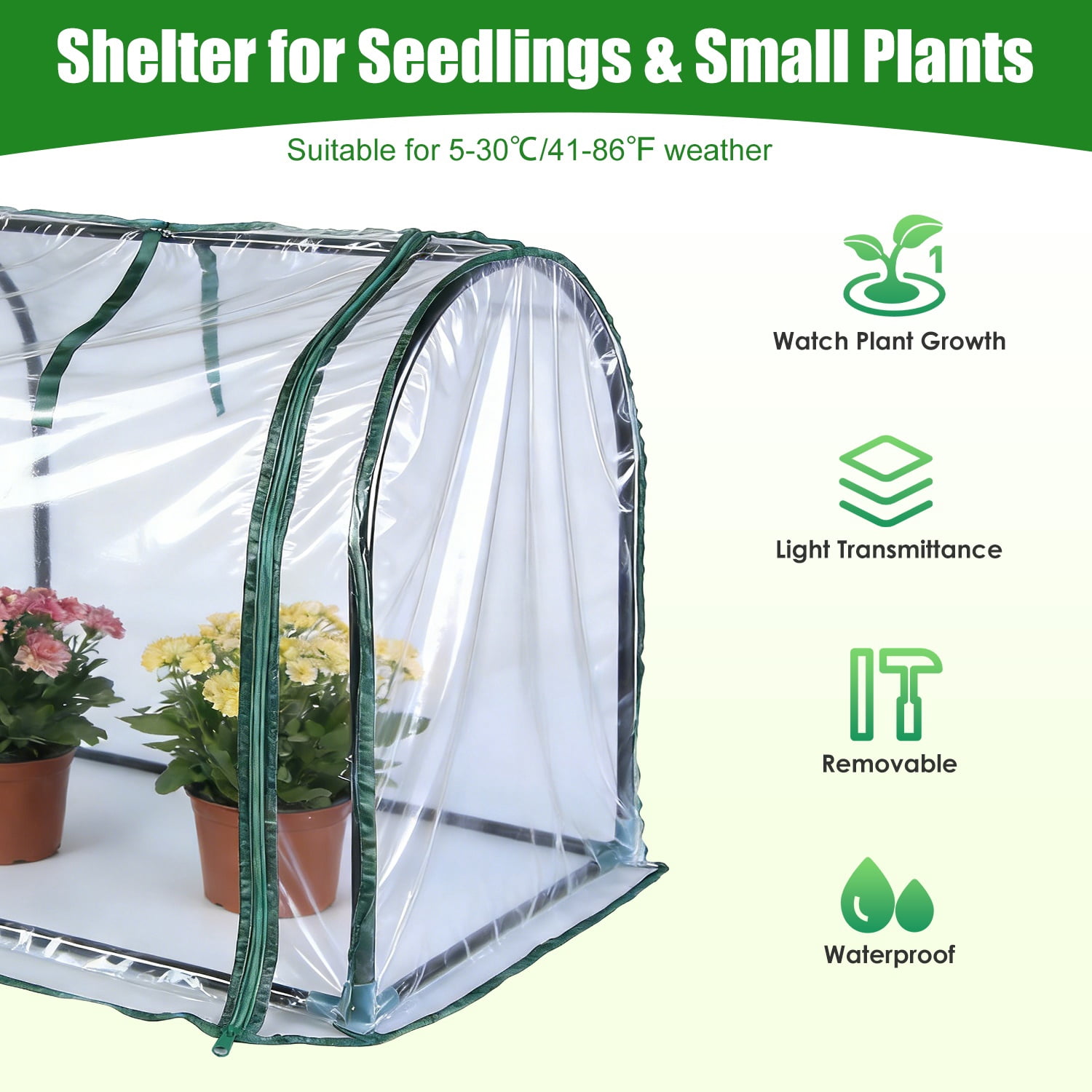 Mini Tabletop Greenhouse with Steel Frame & Waterproof PVC Cover, Zippered Door, Portable Small Greenhouse for Seed Germination Herbs Indoor Outdoor