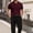 Wine, variant on Boyscolos Men's Solid Color Turndown Collar Button Pullover Short Sleeve Knit Sweater, Breathable Casual Tops Yellow L