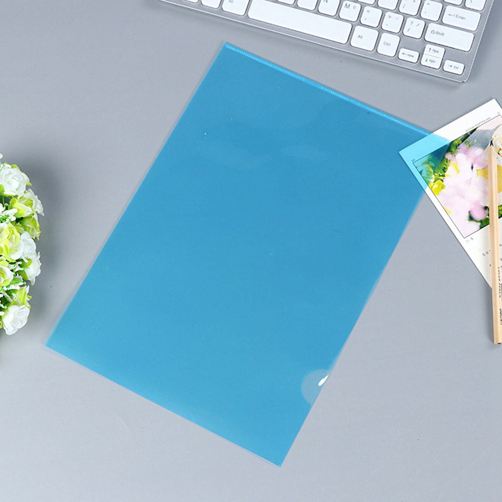 WM25 50Pcs Plastic Folders A4 Sleeves Wallets for Protection Files with Top & Side Open Sleev