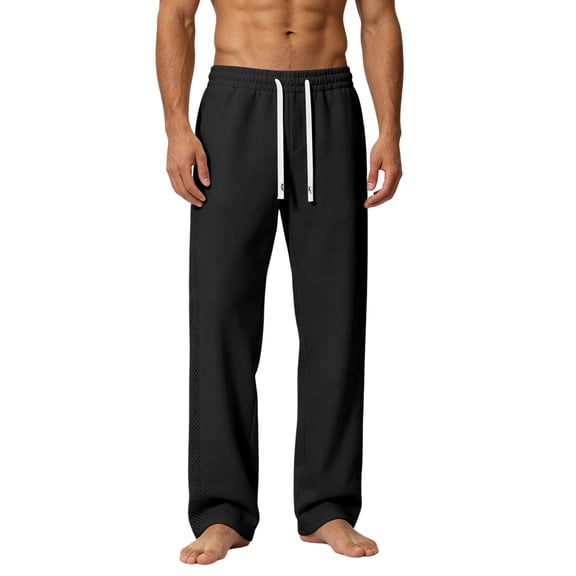 ZToonmas Men's Mesh Panel Wide Leg Jogger Pants Elastic Waist Drawstring Trousers Loose Fit Breathable Casual Sweatpants