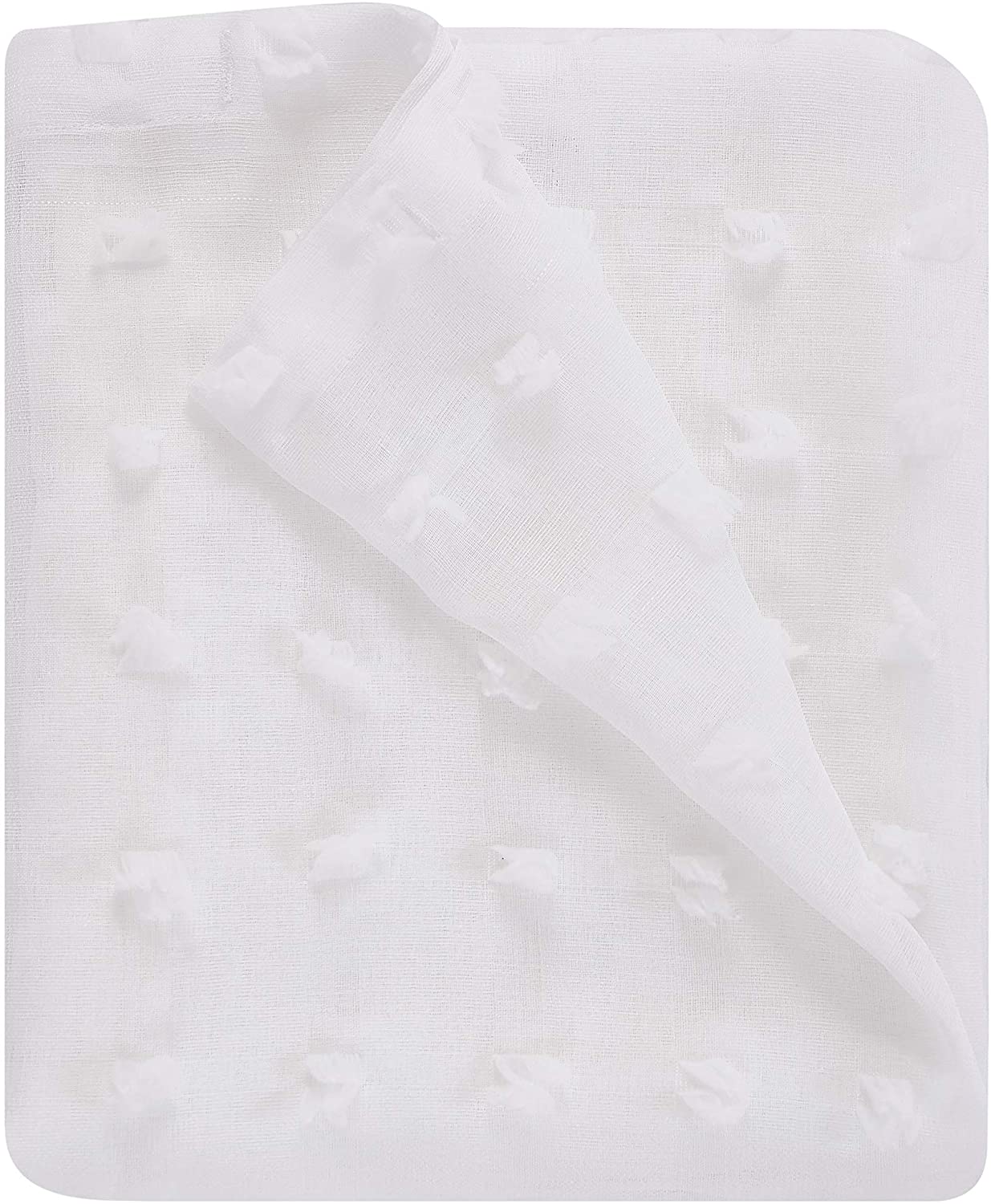 Dainty Home Cut Modern Flower 3D Linen-Look Fabric Shower Curtain, 70 inch x 72 inch, Textured Solid White