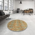 thumbnail image 3 of Ahgly Company Indoor Square Abstract Metallic Gold Oriental Area Rugs, 6' Square, 3 of 6