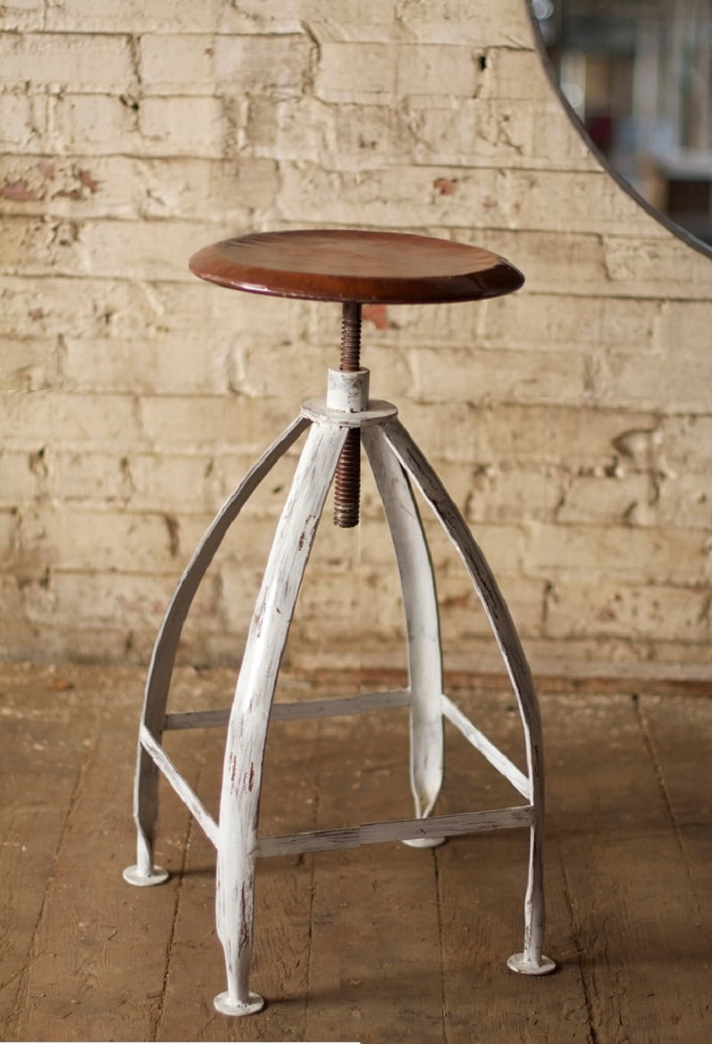 Antique White Rustic Base Metal Bar Stool With Adjule Rust Antique White Rustic Base Metal Bar Stool With Adjule Rust Color Top Seat Com