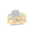 thumbnail image 2 of 10kt Yellow Gold His Hers Round Diamond Cluster Matching Wedding Set 1 Cttw, 2 of 3