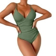 thumbnail image 1 of PEASKJP Womens Sleeveless One Piece Swimsuit Solid Color Cross Back Bathing Suit, AG XXL, 1 of 5