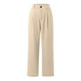 thumbnail image 4 of TrendOFT Linen Wide Leg Pants Women Casual Cotton High Waisted Harem Trouser Lightweight Slacks with Pockets Fall Clothes Beige L, 4 of 7