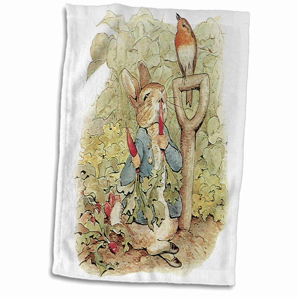 3dRose Peter Rabbit in the Garden Vintage Art Towel, 15 by 22inch