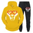 thumbnail image 3 of Conjunto de dos piezas con estampado de perro divertido y gafas de corazón para hombre, sudadera de manga larga a la moda de otoño y pantalones deportivos con cordón, 3 of 5