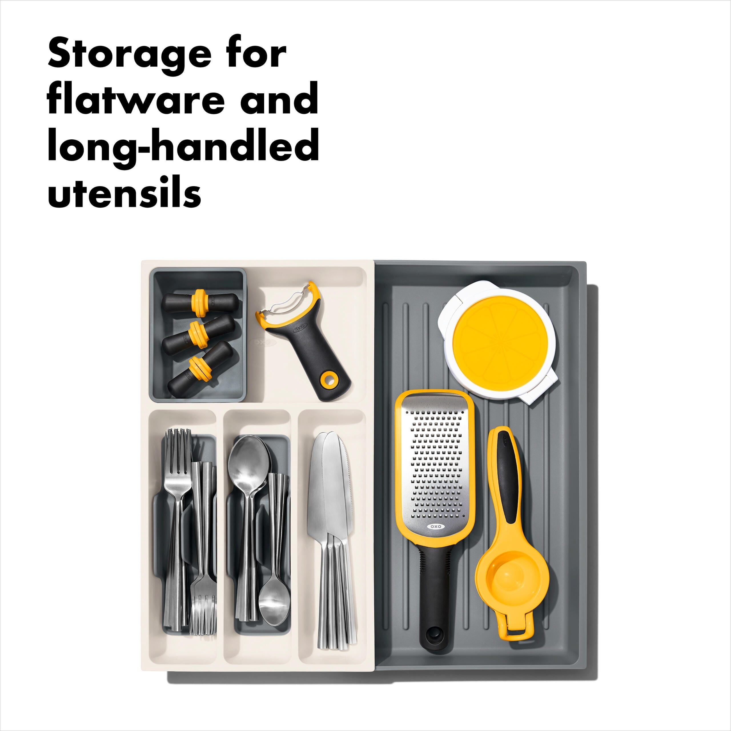 OXO Expandable Utensil Drawer Organizer, Gray