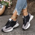 thumbnail image 3 of Rokment Womens Platform Walking Running Shoes Comfortable Vintage Suede Color Block Lace up Orthopedic Skate Tennis Fashion Sneakers Black Size 6.5, 3 of 7