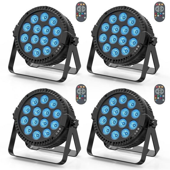 4-Pack RGBW LED Par Lights, 6W Stage Uplights for Weddings & Events, Sound/DMX Control, DJ Disco Party Lighting