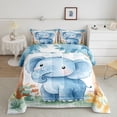 thumbnail image 2 of Feelyou Cute Elephant Blue Queen Comforter Set, Watercolor Animal Bedding Sets, Teens Kids Boys Girls Reversible Bedding Comforter Set, Breathable Home Decor, 3pcs, 2 of 8