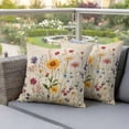 thumbnail image 2 of Outdoor Pillow Covers Farm Watercolor Flower Plants Waterproof Pillow Cases 18x18 Set of 2, Summer Wildflower Vintage Letters Throw Pillow Cover Pillowcase for Patio Balcony Couch Garden, 2 of 9