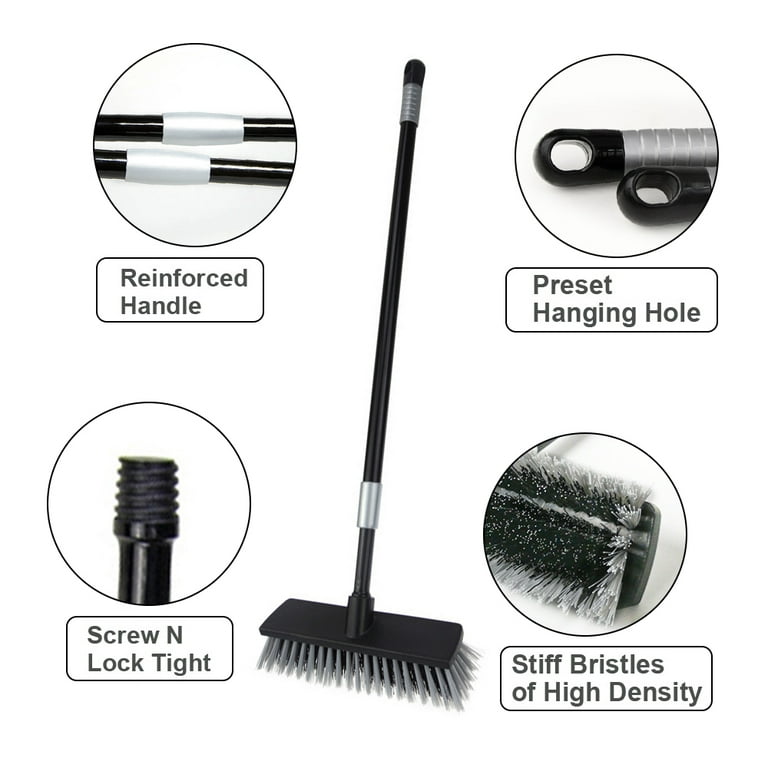 Outdoor Deck Brush with Long Handle and Stiff Bristles Heavy Duty Push Broom  for Cleaning Driveway - China Deck Scrub and Floor Brush price