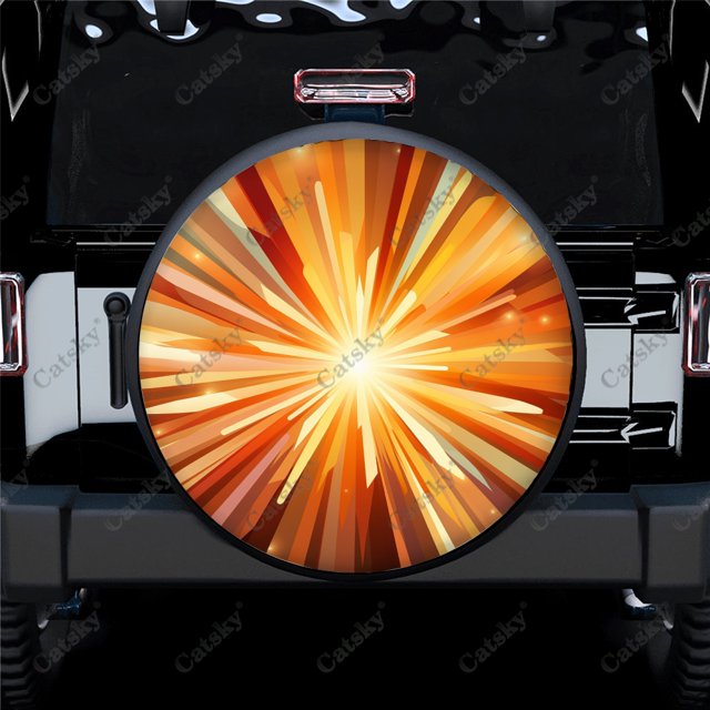 Radiating Starburst Pattern Polyester Universal Spare Wheel Tire Cover Wheel Covers for Trailer RV SUV Truck Camper