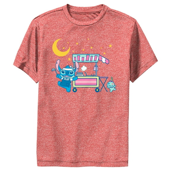 Boy's Lilo & Stitch Street Food Stitch Performance Graphic Tee Red Heather Medium