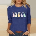 thumbnail image 2 of successthop Easter Outfit for Women Bunny Holiday Loose Party Shirt 3/4 Sleeve Vacation Clothes Festival Tops Blue S, 2 of 5