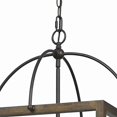 thumbnail image 4 of Benjara BM223601 Rectangular Chandelier with Wooden Frame & Organza Striped Shade, Brown, 4 of 5