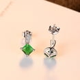 thumbnail image 3 of S925 Sterling Silver Stud Earrings for Women with Green Opal and Moissanite SE0046, 3 of 6