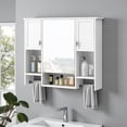 thumbnail image 2 of Tcbosik 35x28 Inch Bathroom Wall Cabinet with Center Mirror Door, 3-Door Medicine Cabinet with Adjustable Shelf, Hidden & Open Storage, 2 Side Tower Rods, White, 2 of 9
