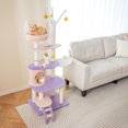 thumbnail image 2 of Amijoy 62" Cute Purple Cat Tree, Multi-level Cat Tower with Sisal Scratching Posts, 3 Pompom Sticks & Dangling Toys, Moon Star Top Perch, 2 of 7