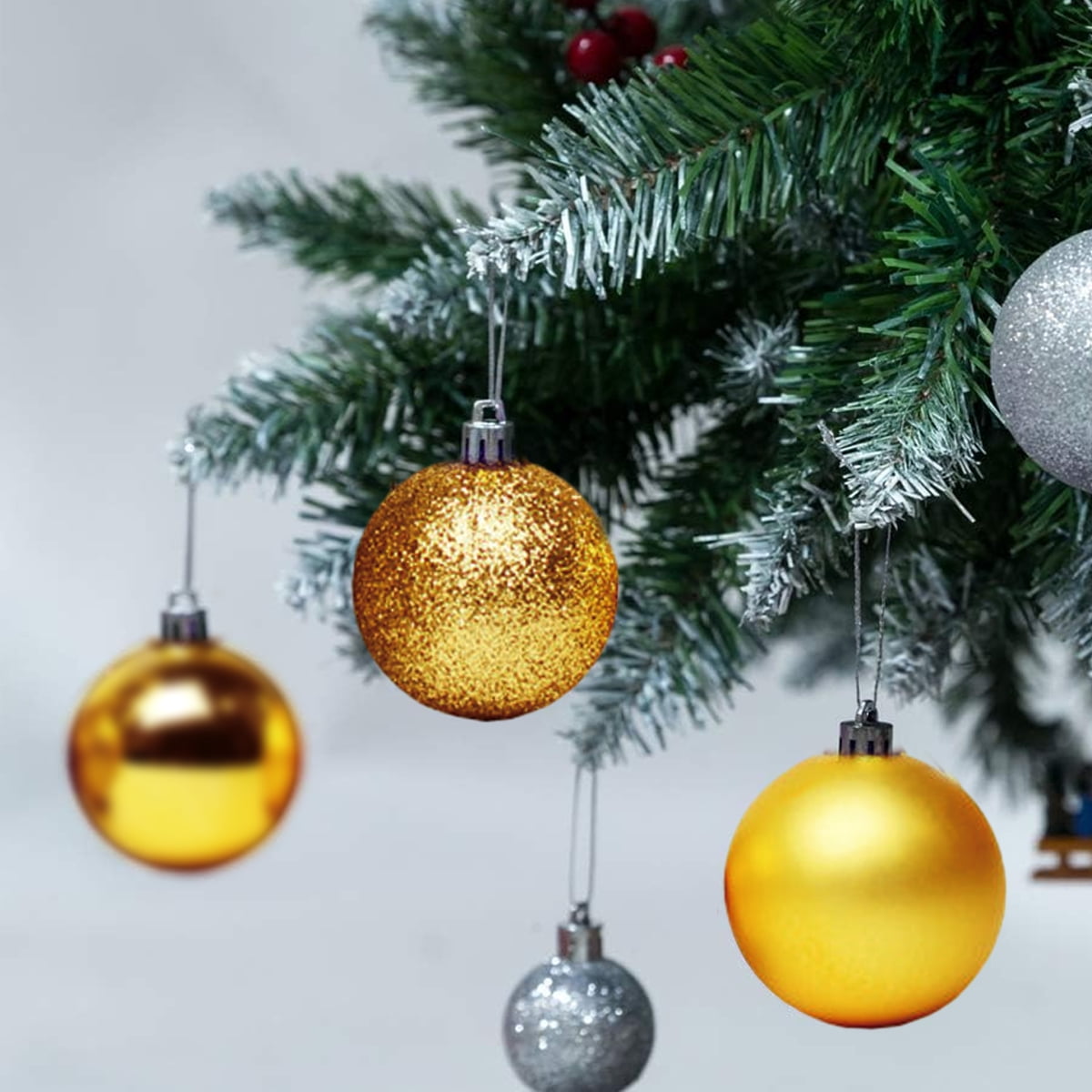 Lot De 40 Boules De Noël En Plastique Avec Cordon - Formes Variées Pour Décorer Le Sapin, Mariage Ou Fête
