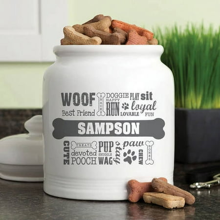 Personalized Dog Words Treat Jar Available In Multiple Colors