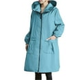 thumbnail image 1 of Women's Casual Long Apron Jacket Lightweight Kitchen Cover Up for Home Cooking Work Coverup Fall Fashion,Color:Blue,Size:XL, 1 of 7