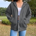 thumbnail image 7 of Zip Up Hoodie for Women Fall Fashion 2026 Long Sleeve Zip Up Lightweight Sweatshirts Loose Fit Casual Workout Plain Hoodie Gray S, 7 of 7