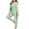 thumbnail image 5 of Fleece Onesie Pajamas for Women Fuzzy Sherpa One Piece Zipper Hooded Romper Cute Warm Winter Flannel Loungewear, 5 of 9