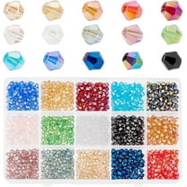 1500 Pcs 4mm Faceted Bicone Rondelle Glass Beads Briolette Crystal Czech Spacer Beads 15 AB Colors for Jewelry Making DIY