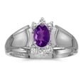 thumbnail image 1 of 10k White Gold Oval Amethyst And Diamond Ring, 1 of 2