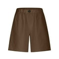 thumbnail image 5 of QATAINLAV Plus Size Linen Shorts for Women Trendy High Waisted Casual Summer Ladies Wide Leg Bermuda Shorts Solid Color Workout Loose Shorts with Pockets Brown XXXL, 5 of 8