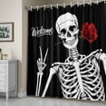 thumbnail image 4 of Shower Curtain for Bathroom Abstract Skull Skeletons Rose Waterproof Bath Curtains Shower Curtains with Hooks,Human Bone Black White Bathroom Curtain Privacy Drapes for Bathtubs Toilet 36x72in, 4 of 9