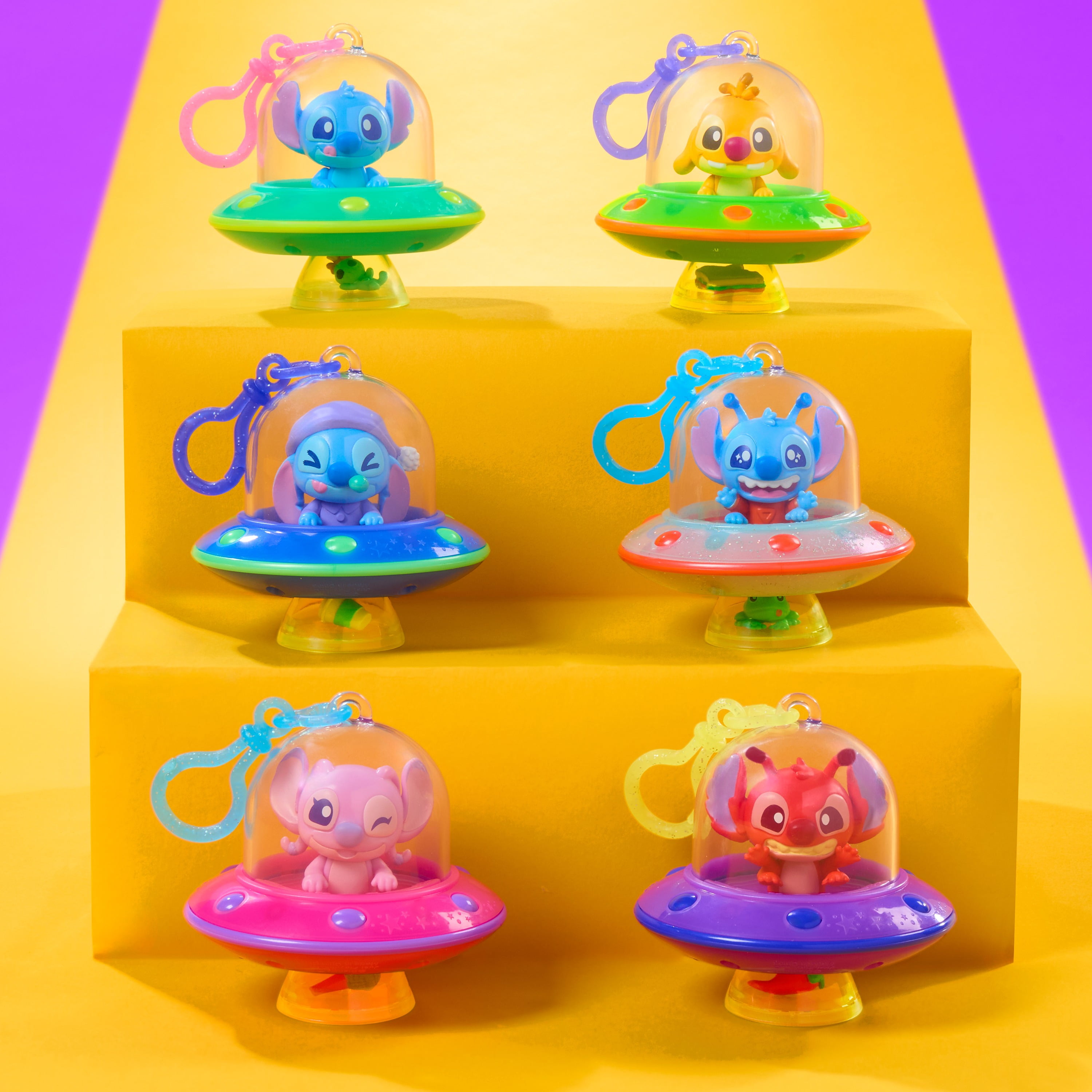 Disney Stitch Clip-On Figures, 3-Inch Collectible Clip-On Figure, Blind Box Toy by Just Play, 6 to Collect, Includes Clip-On Figure, Ages 3+