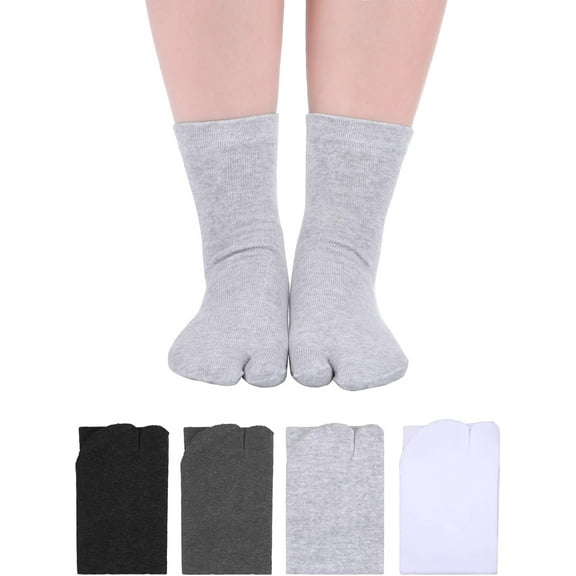 Kiibsot 4 Pack Flip Flop Socks Split Toe Socks Japanese Tabi Socks for Men Women
