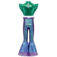 thumbnail image 6 of Aislor Girls Mermaid Two Piece Outfit Iridescent Cap Sleeve Crop Top with Flared Fishtail Bottoms Green Purple B 8, 6 of 6