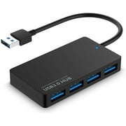 4-Port USB Hub 3.0, USB Ultra Slim Fast Data Portable Splitter Adapter, for PS4, MacBook, Mac Mini, Mac Pro, Microsoft Surface, Ultrabooks, PC, Laptop, Flash Drive, Mobile HDD and More(Black)