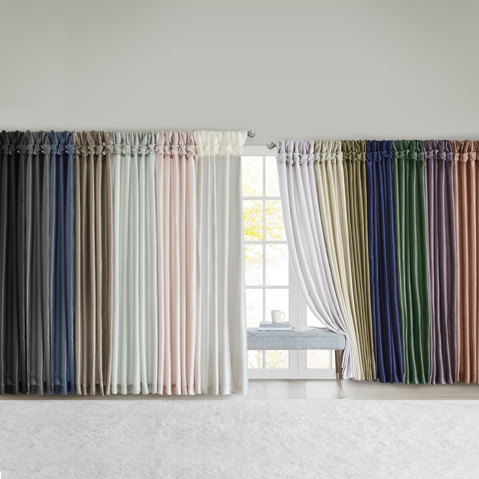MAYEERTY 50x108" Twist Tab Lined Window Curtain Panel Black