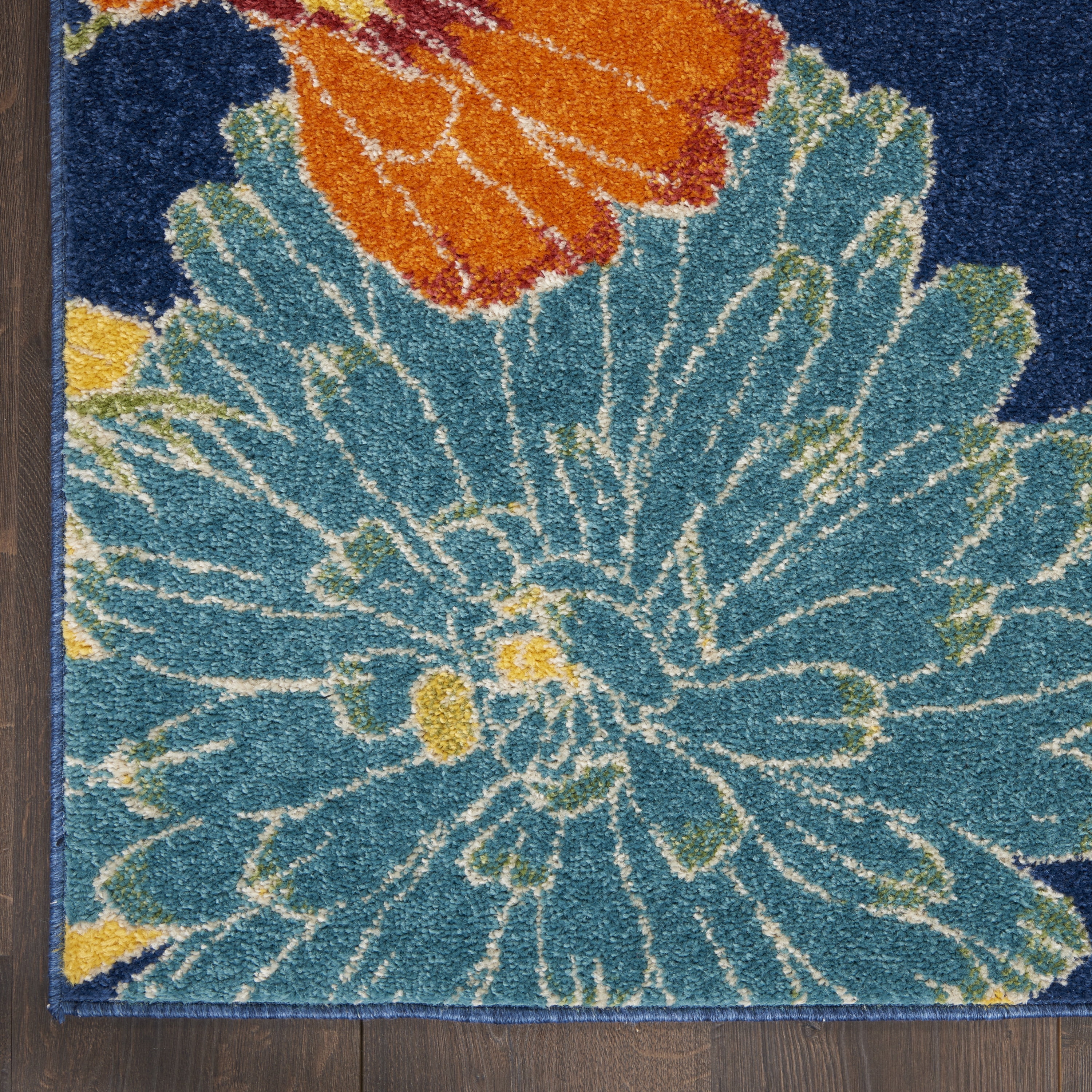Nourison Allur Modern Floral Navy Multicolor 4' x 6' Area Rug, (4' x 6')